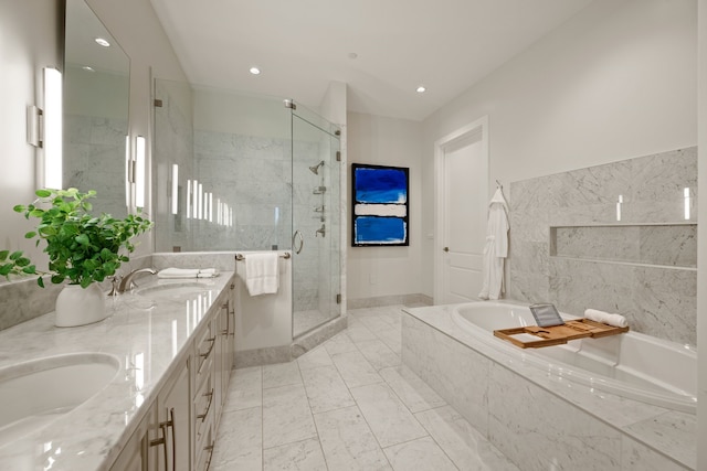 2800 Lakeside Pkwy Unit 1003, Flower Mound, TX 75022 - bathroom featuring double vanity, a shower stall, a sink, and a bath