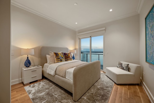 2800 Lakeside Pkwy Unit 1003, Flower Mound, TX 75022 - bedroom with access to outside, recessed lighting, baseboards, wood finished floors, and ornamental molding
