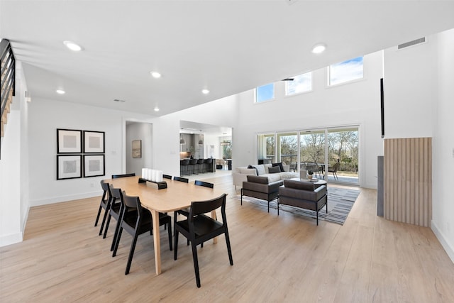 238 Glenview Cir, Belton, TX 76513 - dining space with baseboards, recessed lighting, light wood-style flooring, and visible vents