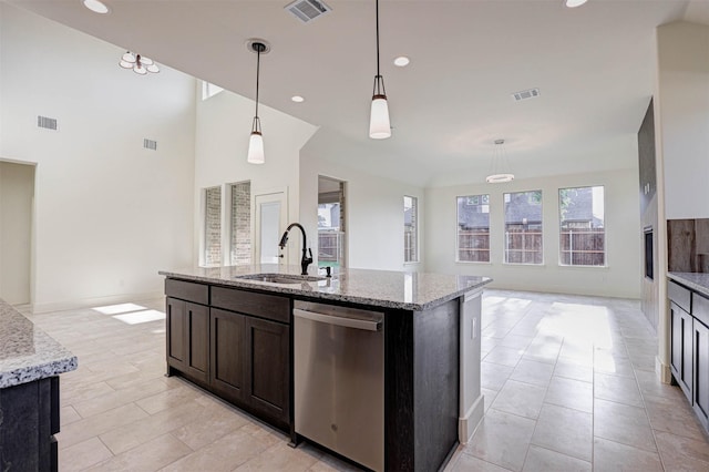 929 Ryed Ln, Fort Worth, TX 76120 - kitchen featuring stainless steel dishwasher, a sink, and visible vents