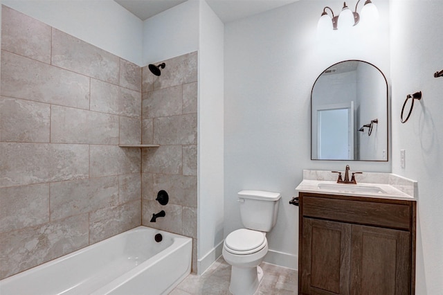 929 Ryed Ln, Fort Worth, TX 76120 - bathroom with shower / bathtub combination, toilet, baseboards, and vanity
