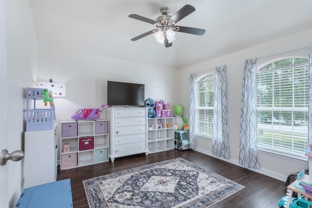 735 Cedar Cove Dr, Princeton, TX 75407 - game room with wood finished floors, baseboards, and a ceiling fan