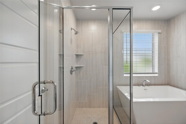 1000 Tulip Pl, Crowley, TX 76036 - full bathroom with a stall shower, a soaking tub, and recessed lighting