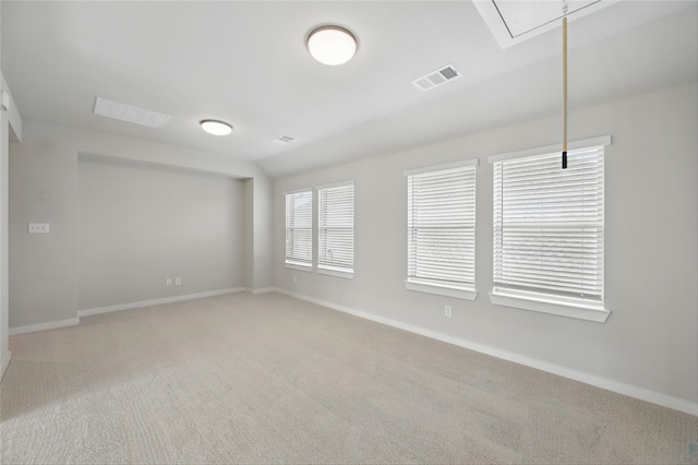 1000 Tulip Pl, Crowley, TX 76036 - unfurnished room with attic access, carpet, baseboards, and vaulted ceiling