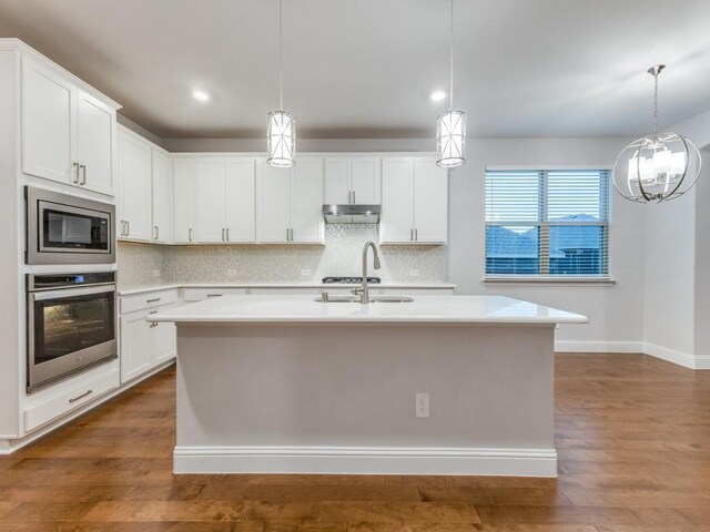 kitchen featuring a sink, decorative backsplash, appliances with stainless steel finishes, and under cabinet range hood