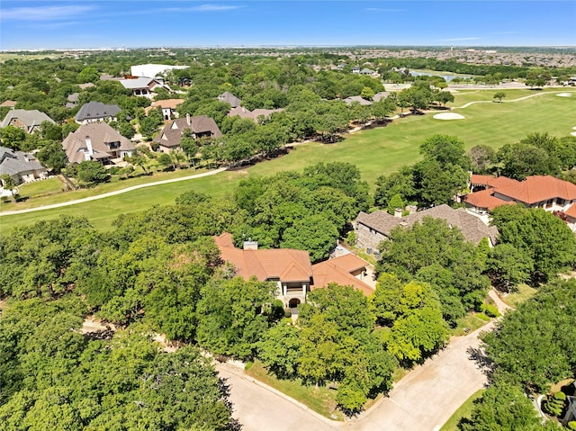 bird's eye view featuring golf course view and a residential view