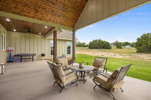 view of patio / terrace featuring ceiling fan