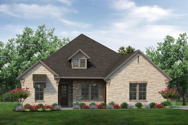 505 Ashlow Ct, Springtown, TX 76082 - view of front of property with stone siding and a front lawn