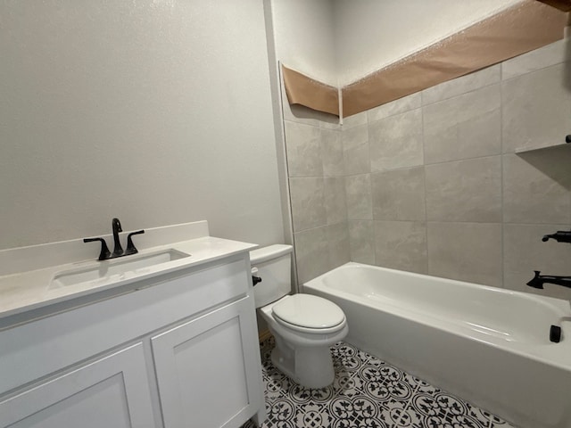 505 Ashlow Ct, Springtown, TX 76082 - full bathroom featuring vanity, toilet,  shower combination, and tile patterned flooring