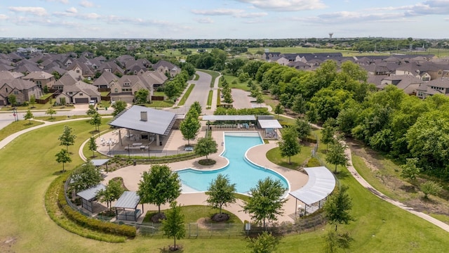 drone / aerial view with a residential view