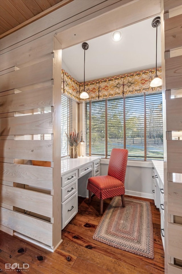 interior space with recessed lighting, baseboards, and dark wood-style flooring