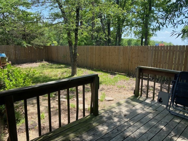 deck featuring a fenced backyard
