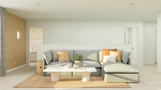 living room featuring baseboards and carpet