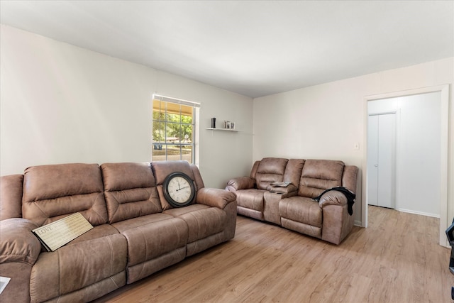 living room featuring light wood-style flooring