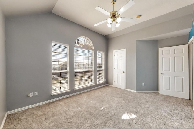 3017 Holford Rd, Richardson, TX 75082 - unfurnished bedroom featuring lofted ceiling, carpet floors, baseboards, and ceiling fan