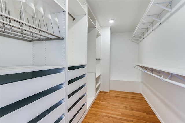 walk in closet featuring light wood-type flooring
