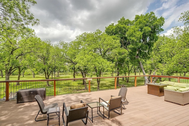 7116 Westover Dr, Granbury, TX 76049 - wooden terrace with outdoor lounge area
