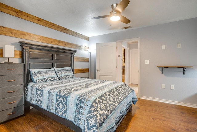 7116 Westover Dr, Granbury, TX 76049 - bedroom with a ceiling fan, baseboards, visible vents, and wood finished floors