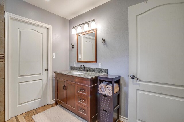 7116 Westover Dr, Granbury, TX 76049 - bathroom with wood finished floors and vanity