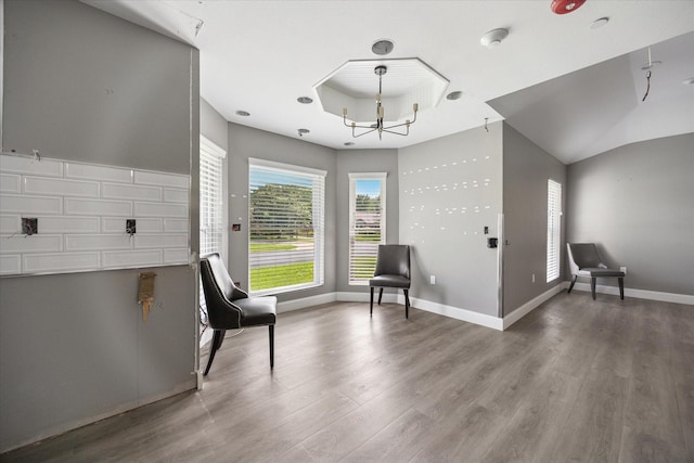 3001 Hurstview Dr, Hurst, TX 76054 - living area with wood finished floors, a chandelier, and baseboards