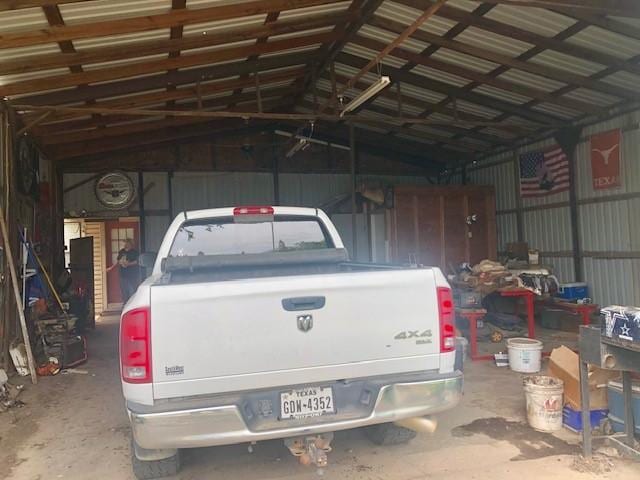 garage with metal wall