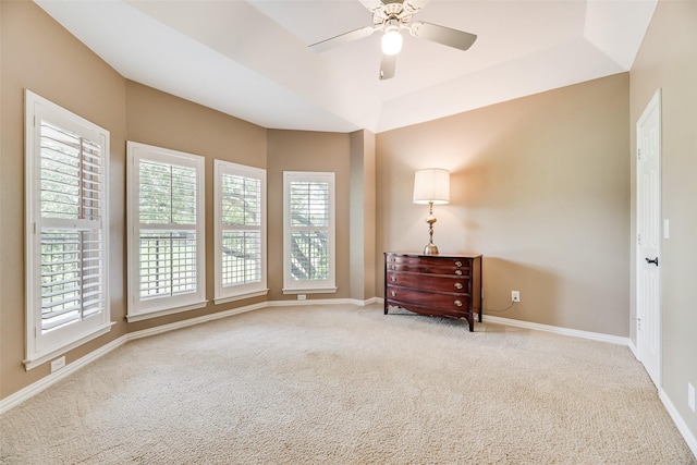 bedroom with carpet floors, baseboards, and ceiling fan