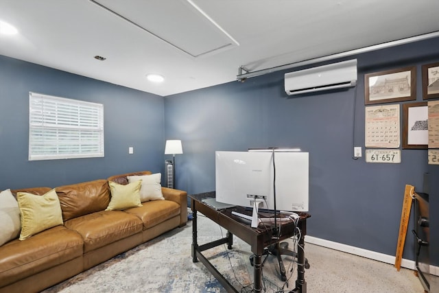office with baseboards and an AC wall unit