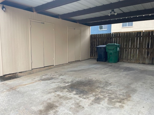 view of garage