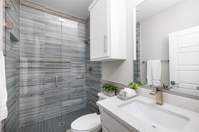 7809 Merit Ln, Plano, TX 75024 - full bath with toilet, vanity, and a stall shower