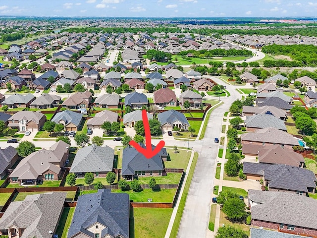 aerial view with a residential view