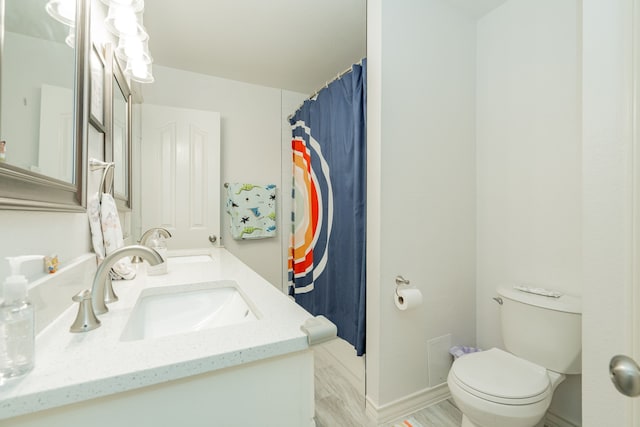 full bathroom featuring double vanity, toilet, and a sink