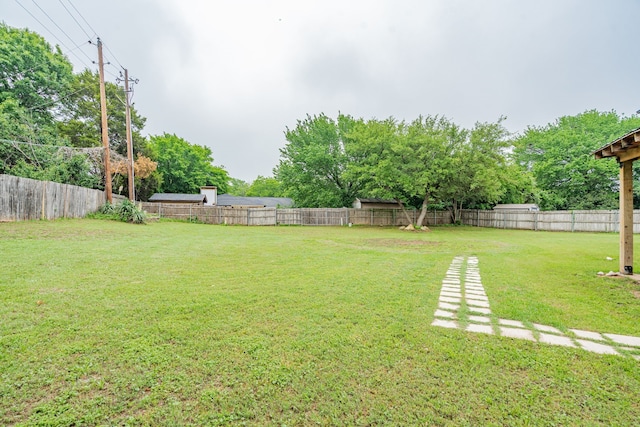 view of yard featuring a fenced backyard