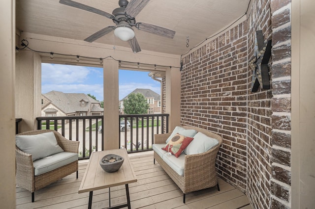 1137 Cardinal Ridge Rd, Burleson, TX 76028 - wooden deck with ceiling fan and outdoor lounge area