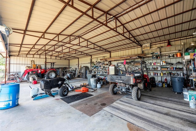 garage with metal wall