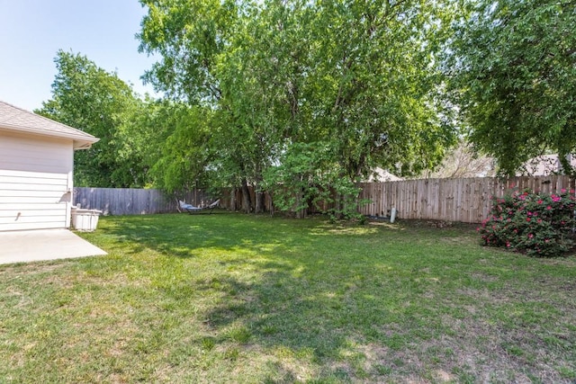 view of yard with a fenced backyard