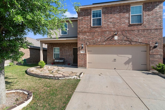 1320 Corkwood Dr, Princeton, TX 75407 - traditional-style home featuring brick siding, a garage, a front yard, and concrete driveway