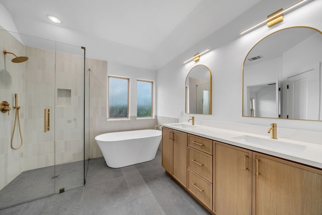 17546 Sequoia Dr, Dallas, TX 75252 - full bathroom featuring visible vents, a sink, and a stall shower