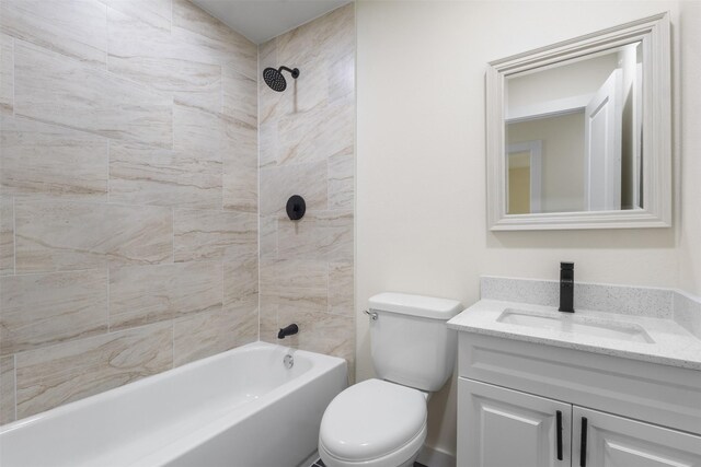 full bathroom with vanity, toilet, and shower / bathtub combination