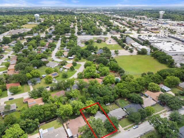 aerial view of residential area featuring property boundaries highlighted
