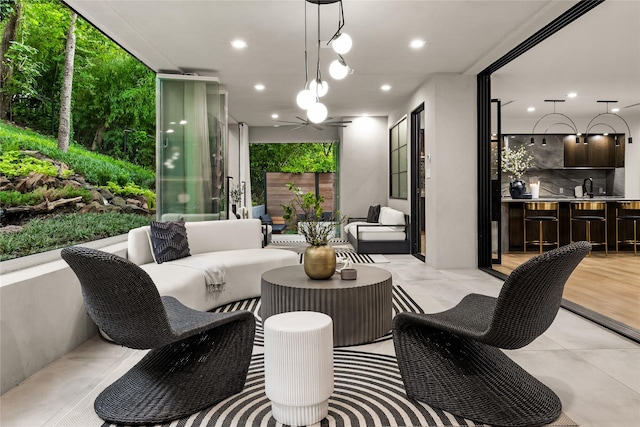 4280 Shorecrest Dr, Dallas, TX 75209 - view of patio featuring outdoor lounge area and a ceiling fan