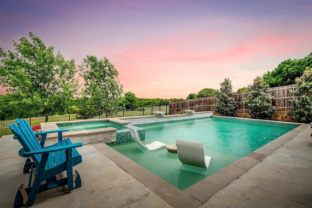 539 Point Vista Dr, Aledo, TX 76008 - view of swimming pool featuring a fenced backyard, a pool with connected hot tub, and a patio