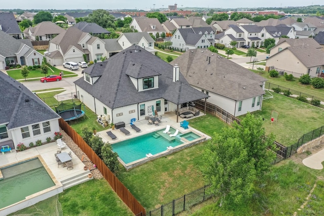 bird's eye view with a residential view