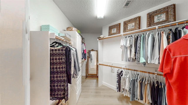 spacious closet with light wood-type flooring