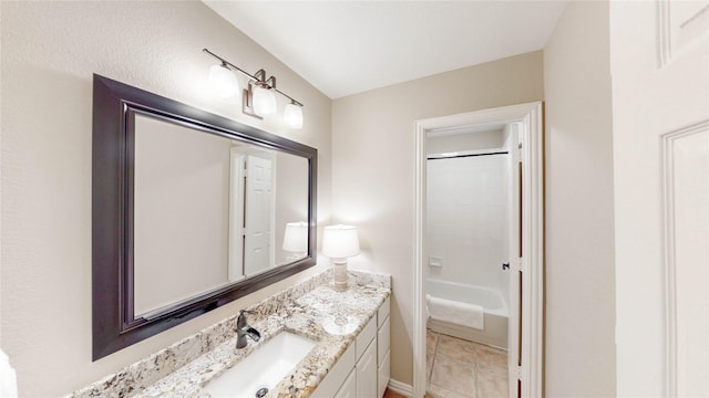 bathroom with vanity and bathing tub / shower combination