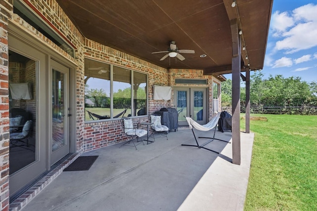 view of patio / terrace featuring a ceiling fan