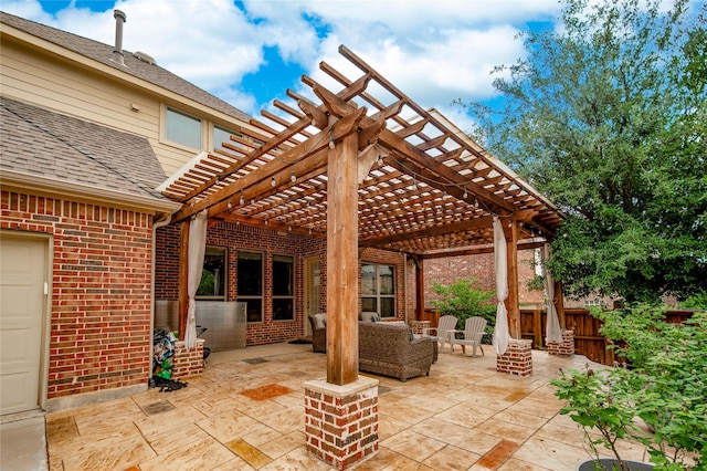view of patio / terrace with a pergola and fence