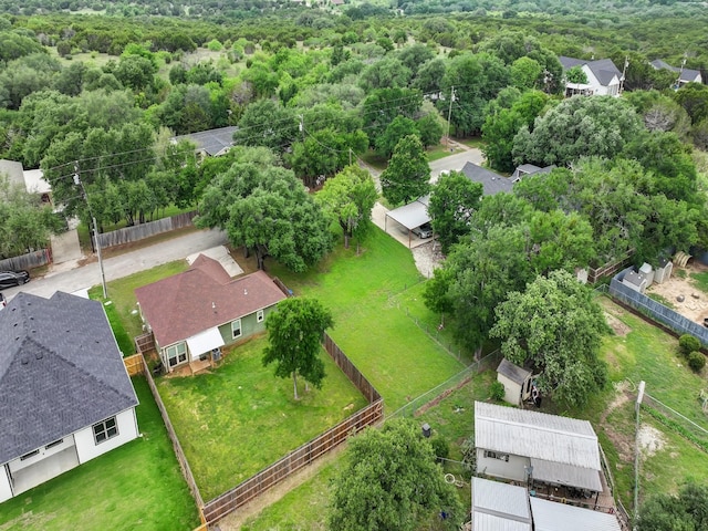 drone / aerial view with a forest view