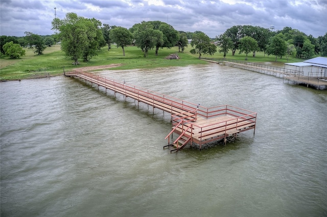 dock area with a water view