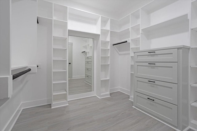 spacious closet with light wood-type flooring