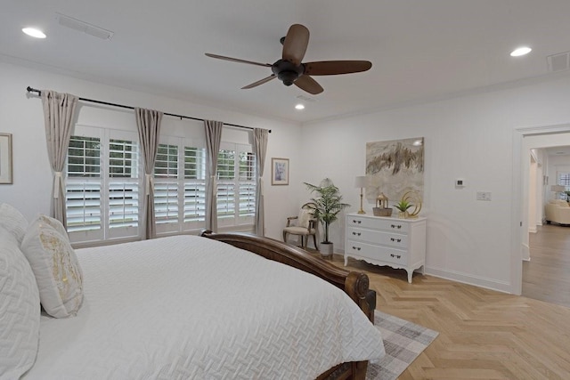 805 S Lindsay St, Gainesville, TX 76240 - bedroom featuring recessed lighting, baseboards, and a ceiling fan